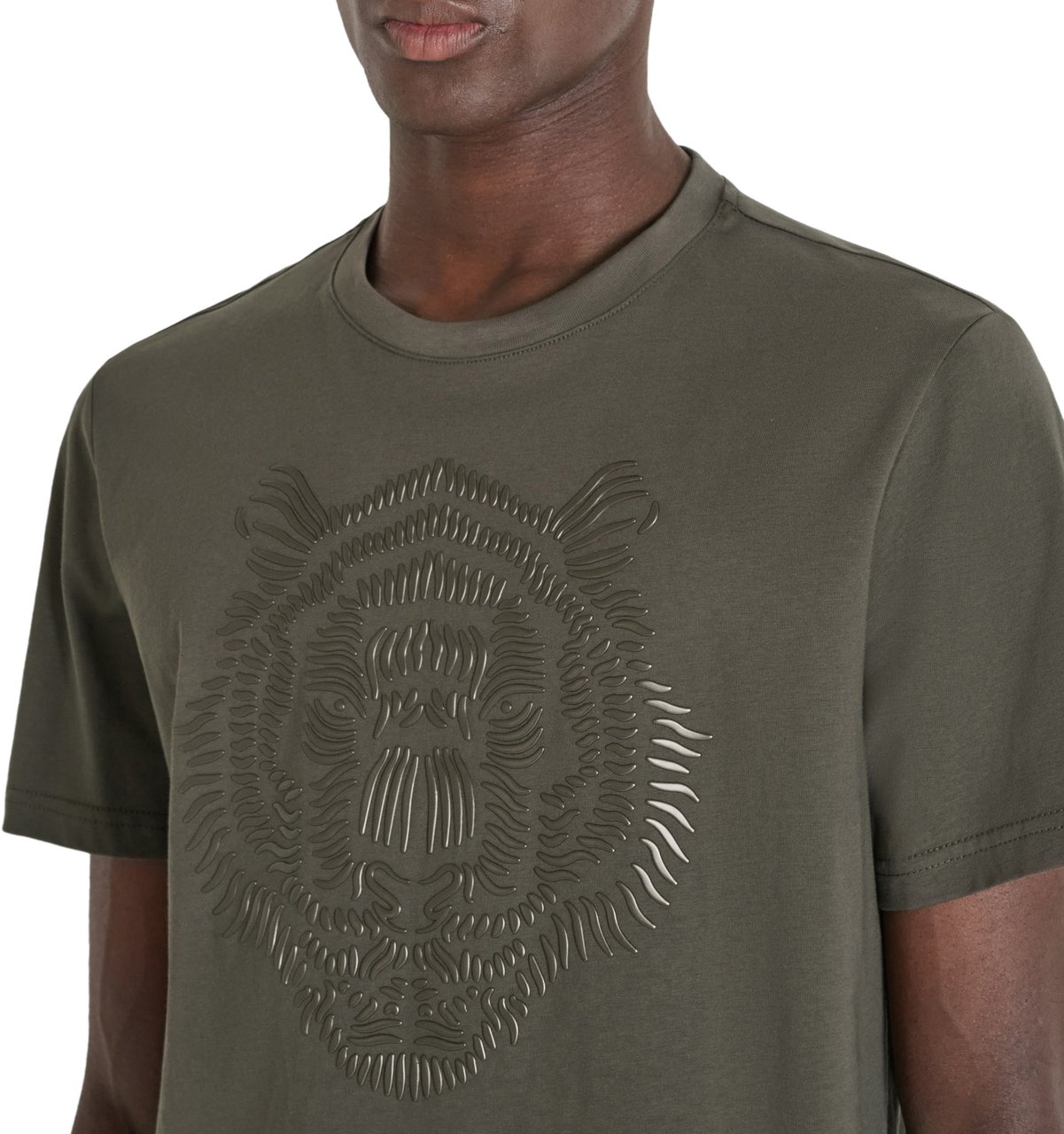 Antony Morato T-SHIRT REGULAR FIT IN JERSEY COTTON FABRIC WITH RUBBER REFLECTIVE TIGER PRINT Groen