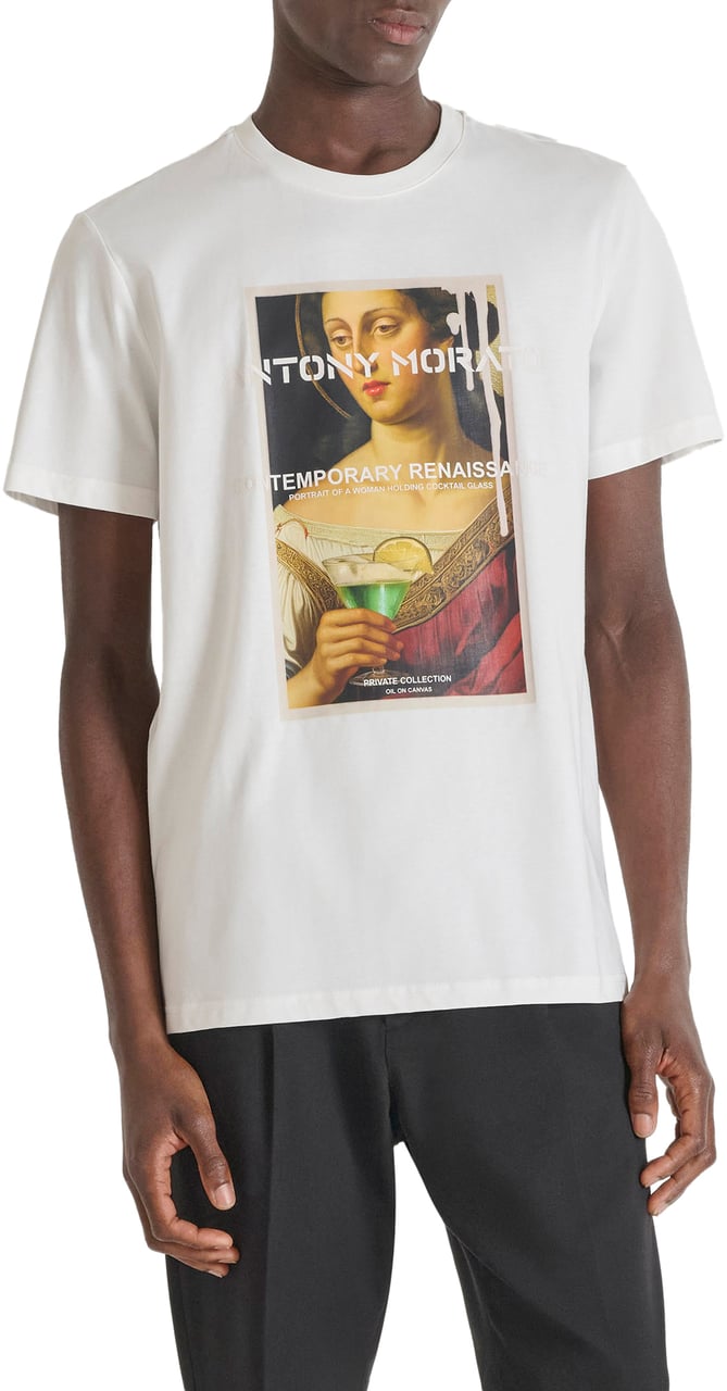 Antony Morato T-SHIRT REGULAR FIT IN JERSEY COTTON FABRIC WITH PHOTOGRAPHIC AND RUBBER LOGO PRINT Beige