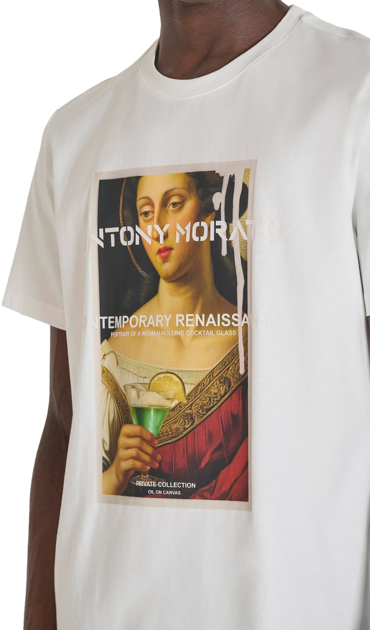 Antony Morato T-SHIRT REGULAR FIT IN JERSEY COTTON FABRIC WITH PHOTOGRAPHIC AND RUBBER LOGO PRINT Beige
