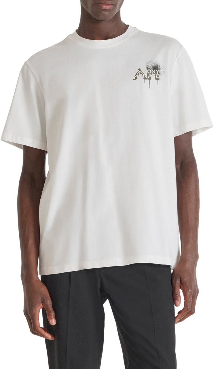 Antony Morato T-SHIRT RELAXED IN JERSEY COTTON FABRIC WITH PHOTOGRAPHIC AND RUBBER LOGO PRINT Beige
