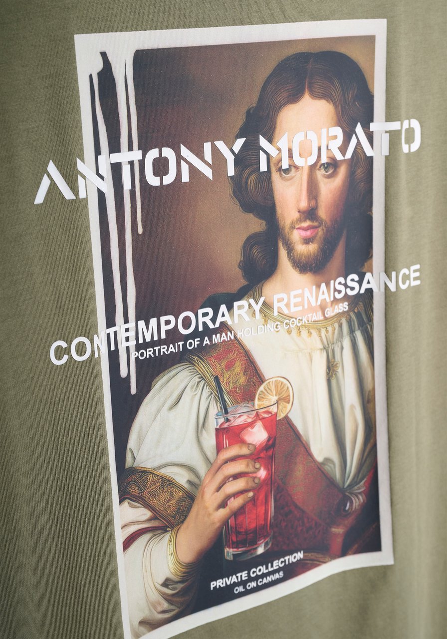 Antony Morato T-SHIRT RELAXED WITH PHOTOGRAPHIC AND RUBBER LOGO PRINT Groen