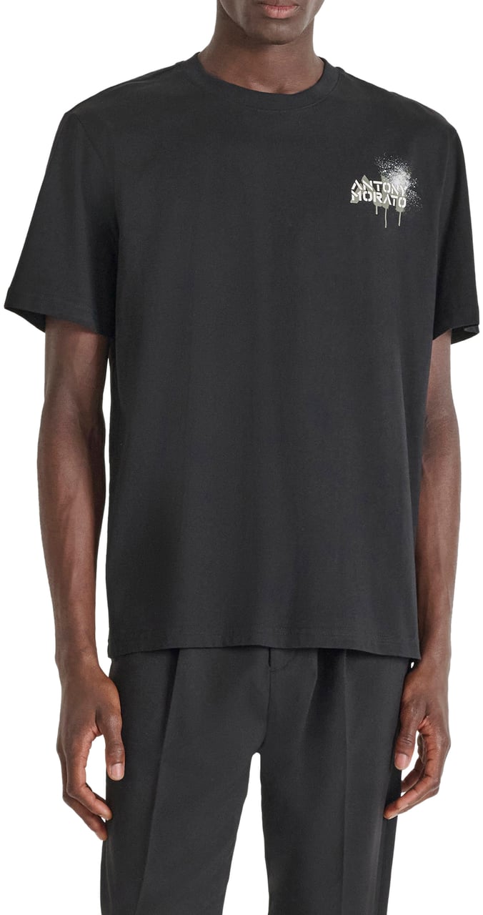 Antony Morato T-SHIRT RELAXED IN JERSEY COTTON FABRIC WITH PHOTOGRAPHIC AND RUBBER LOGO PRINT Zwart
