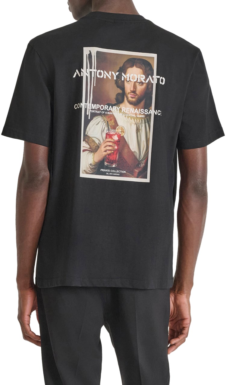 Antony Morato T-SHIRT RELAXED IN JERSEY COTTON FABRIC WITH PHOTOGRAPHIC AND RUBBER LOGO PRINT Zwart