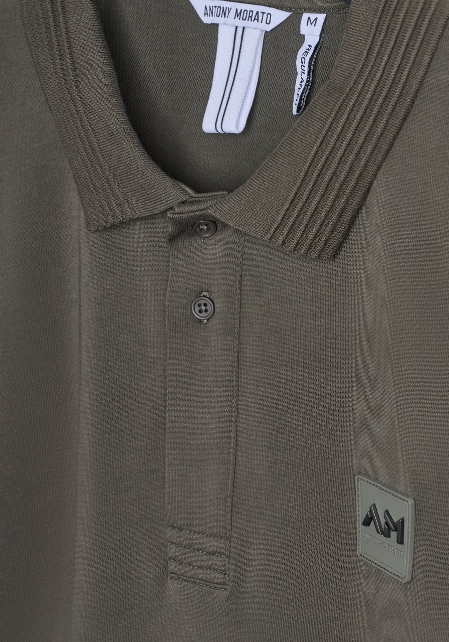 Antony Morato POLO REGULAR FIT WITH LOGOED METAL BADGE ON RUBBER PATCH Groen