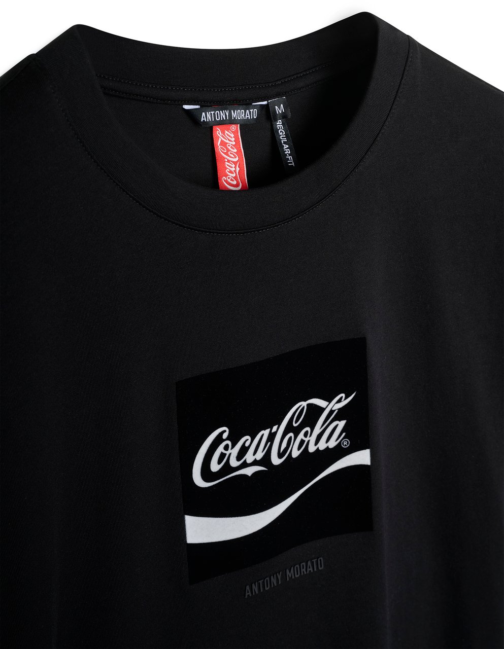 Antony Morato T-SHIRT REGULAR FIT IN JERSEY COTTON FABRIC WITH FLOCK PRINT AND RUBBER INJECTION LOGO PRINT Zwart