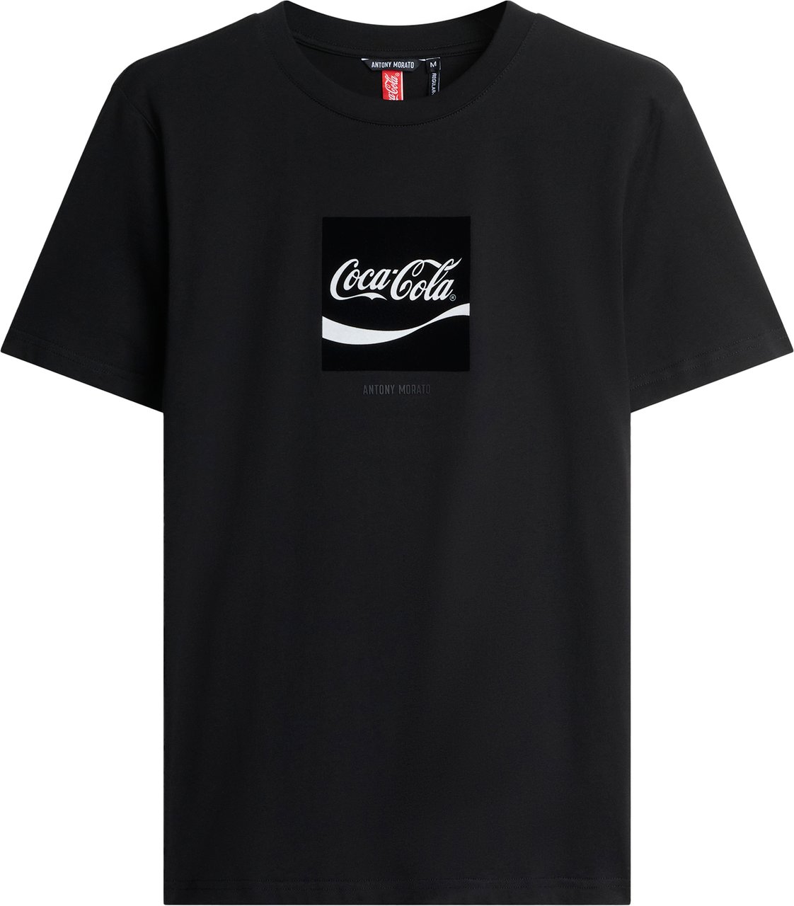 Antony Morato T-SHIRT REGULAR FIT IN JERSEY COTTON FABRIC WITH FLOCK PRINT AND RUBBER INJECTION LOGO PRINT Zwart