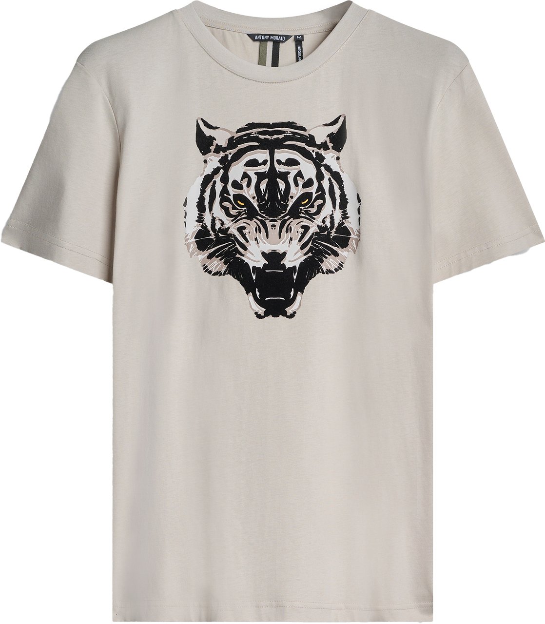 Antony Morato T-SHIRT REGULAR FIT IN JERSEY COTTON FABRIC WITH MATT PLASTIC AND FLOCK PRINT Beige