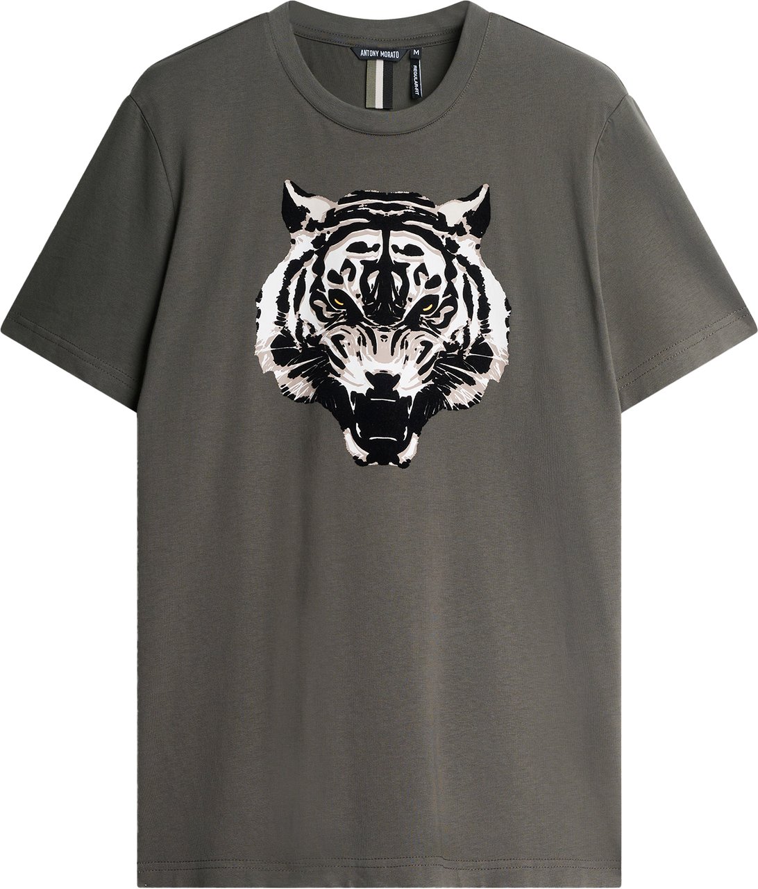 Antony Morato T-SHIRT REGULAR FIT IN JERSEY COTTON FABRIC WITH MATT PLASTIC AND FLOCK PRINT Groen