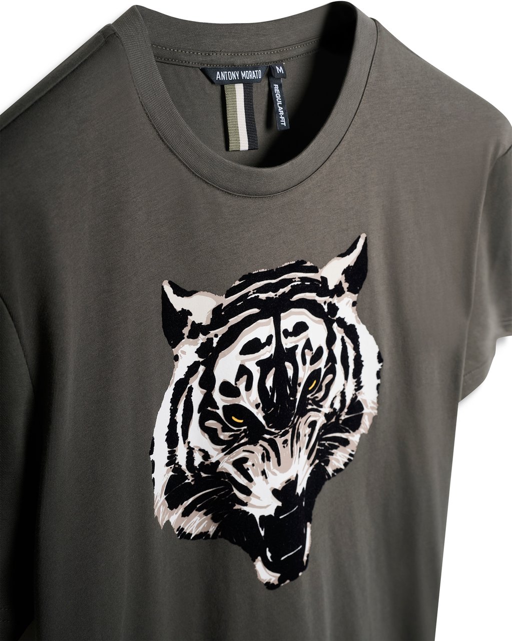Antony Morato T-SHIRT REGULAR FIT IN JERSEY COTTON FABRIC WITH MATT PLASTIC AND FLOCK PRINT Groen