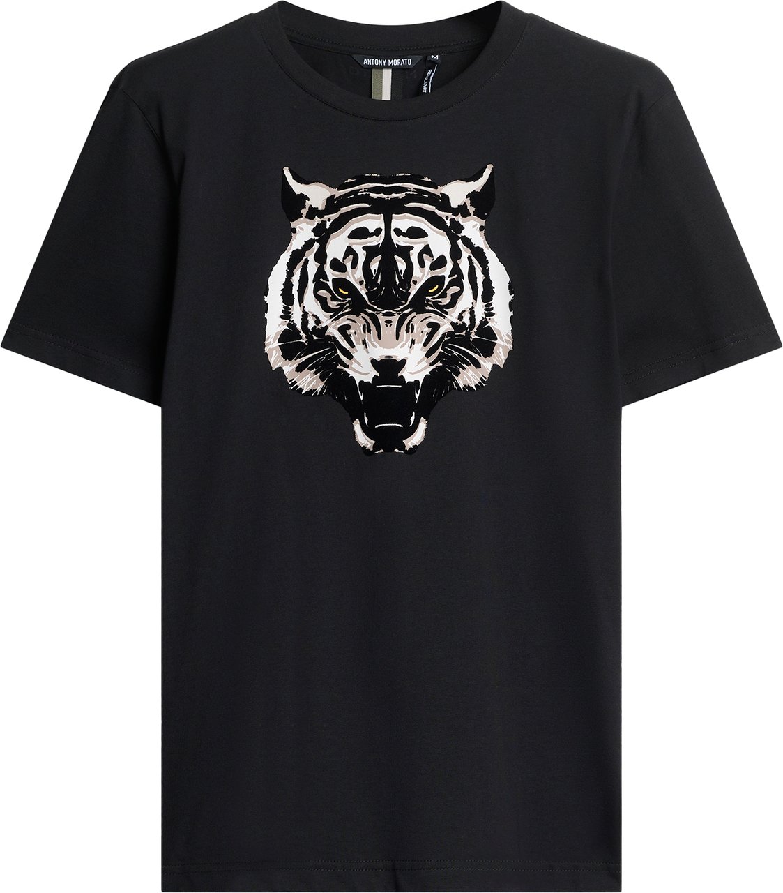 Antony Morato T-SHIRT REGULAR FIT IN JERSEY COTTON FABRIC WITH MATT PLASTIC AND FLOCK PRINT Zwart