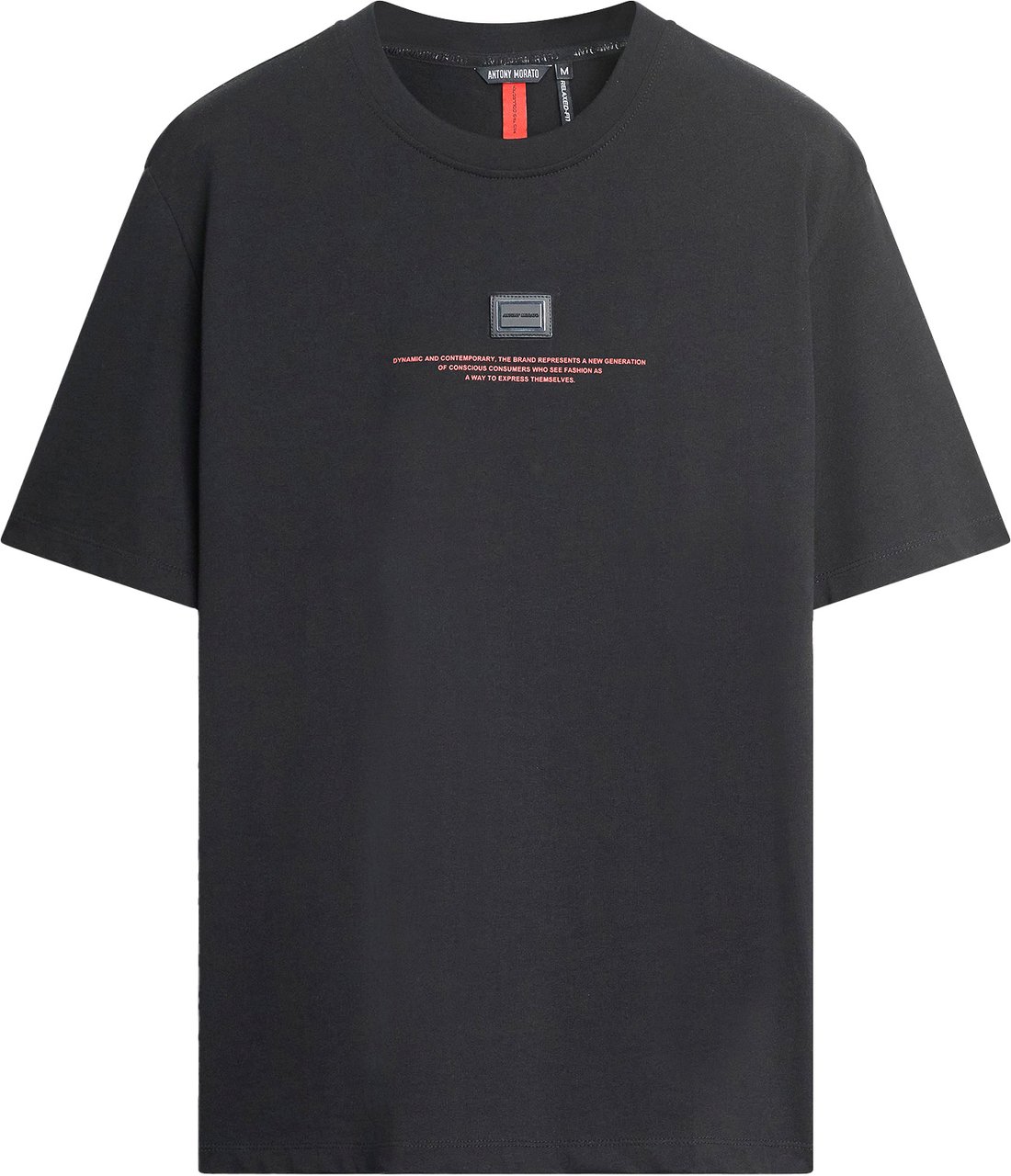 Antony Morato T-SHIRT BOXY IN JERSEY COTTON FABRIC RED LABEL Zwart