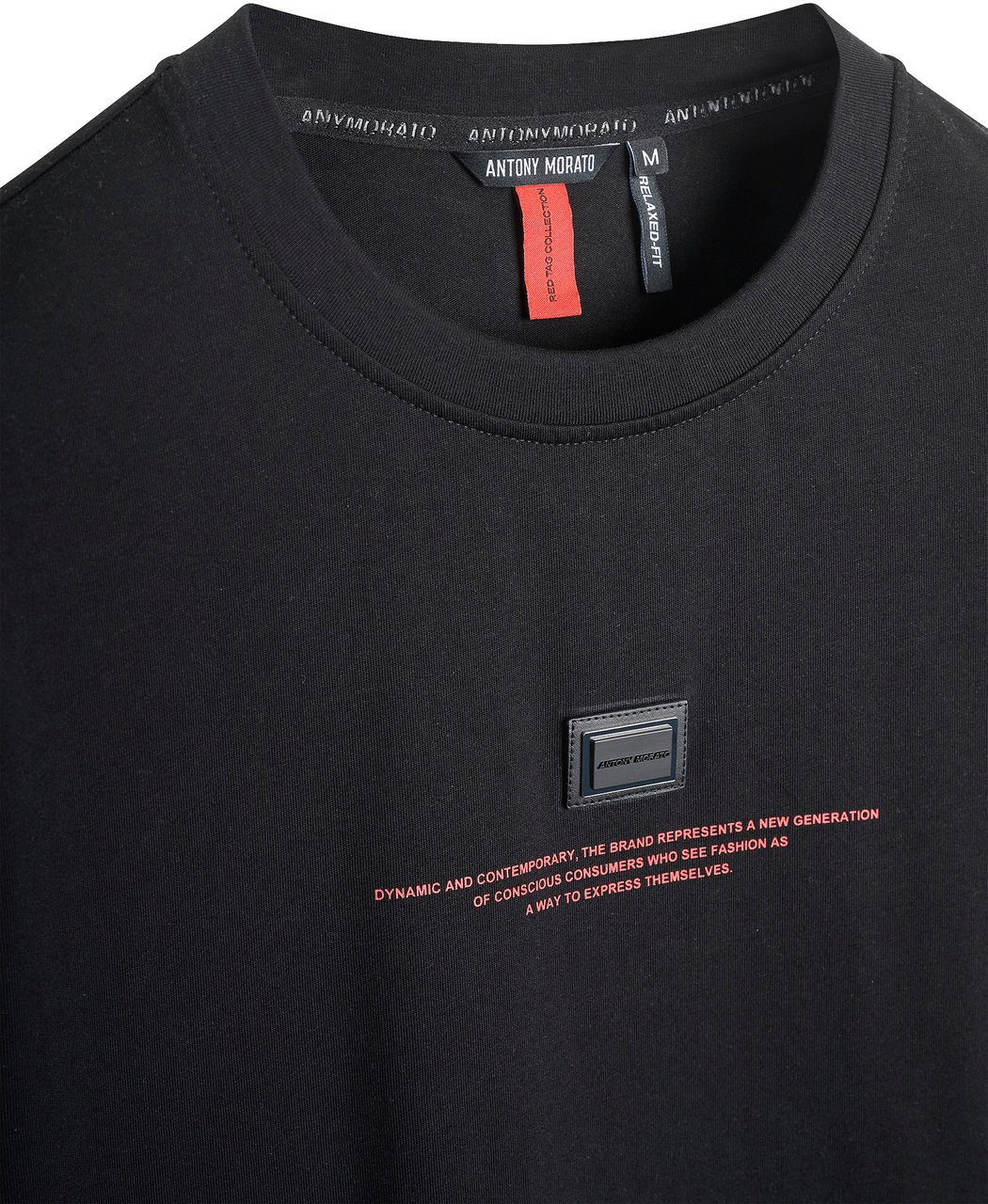 Antony Morato T-SHIRT BOXY IN JERSEY COTTON FABRIC RED LABEL Zwart