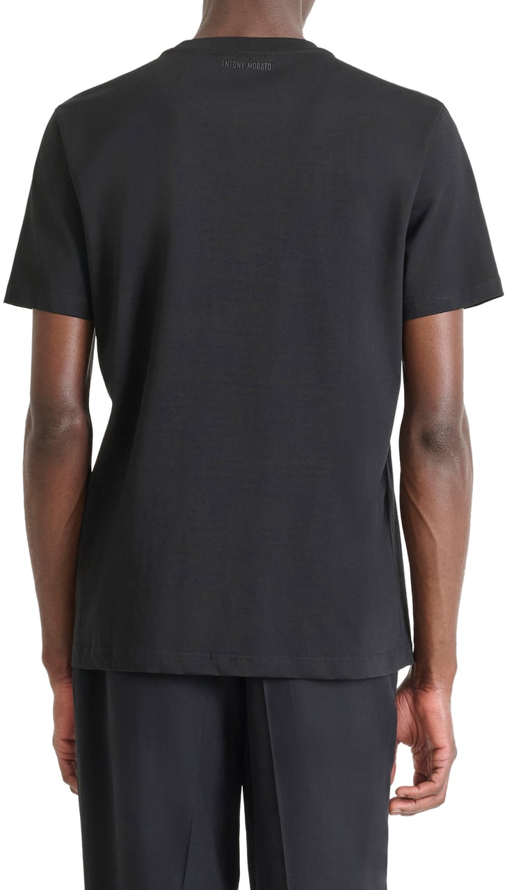 Antony Morato T-SHIRT REGULAR FIT IN JERSEY COTTON FABRIC WITH RUBBER AND EMBOSSED LOGO PRINT Zwart
