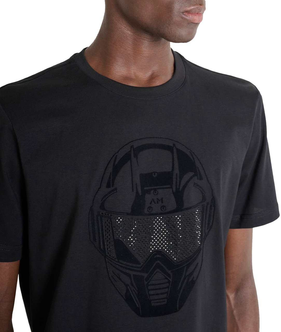 Antony Morato T-SHIRT REGULAR FIT IN JERSEY COTTON FABRIC WITH RUBBER AND EMBOSSED LOGO PRINT Zwart