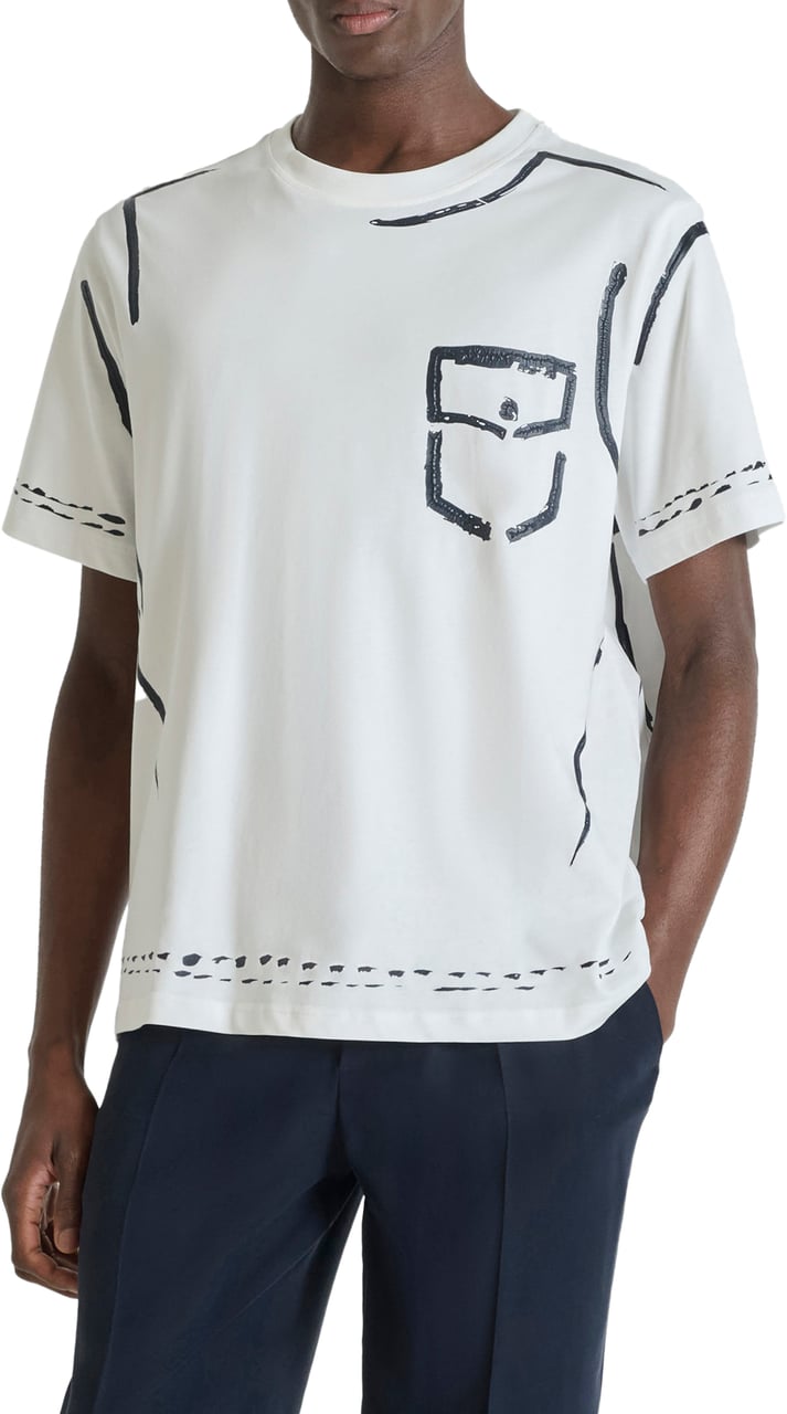Antony Morato T-SHIRT RELAXED FIT IN SOFT COTTON WITH CONTRAST CRACKED PRINT  ON FRONT, BACK AND CUFFS Beige
