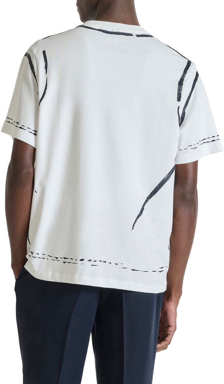 Antony Morato T-SHIRT RELAXED FIT IN SOFT COTTON WITH CONTRAST CRACKED PRINT  ON FRONT, BACK AND CUFFS Beige