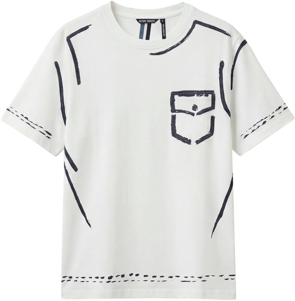 Antony Morato T-SHIRT RELAXED FIT IN SOFT COTTON WITH CONTRAST CRACKED PRINT  ON FRONT, BACK AND CUFFS Beige