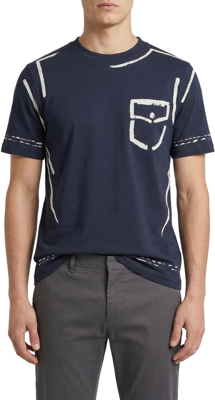 Antony Morato T-SHIRT RELAXED FIT IN SOFT COTTON WITH CONTRAST CRACKED PRINT ON FRONT, BACK AND CUFFS Blauw