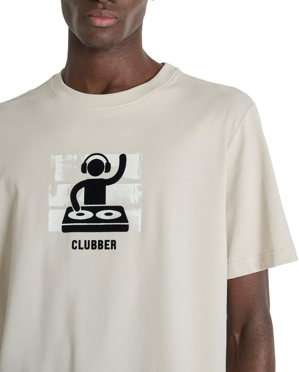 Antony Morato T-SHIRT RELAXED IN JERSEY COTTON FABRIC WITH EMBROIDERED LOGO Beige