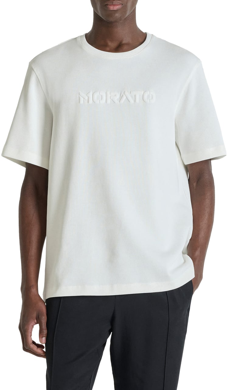 Antony Morato T-SHIRT RELAXED FIT IN DOBBY JERSEY FABRIC WITH EMBROIDERED LOGO Beige