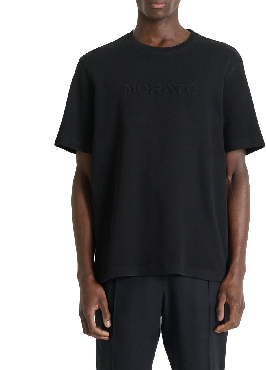Antony Morato T-SHIRT RELAXED FIT IN DOBBY JERSEY FABRIC WITH EMBROIDERED LOGO Zwart