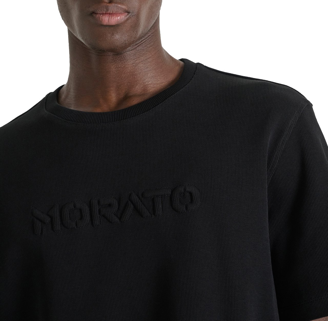 Antony Morato T-SHIRT RELAXED FIT IN DOBBY JERSEY FABRIC WITH EMBROIDERED LOGO Zwart