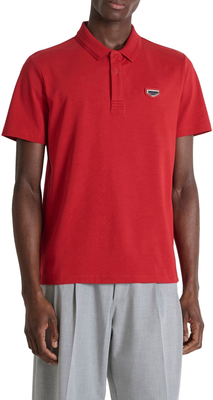 Antony Morato POLO REGULAR FIT IN SOFT JERSEY COTTON WITH RUBBER PLATE ON HEART Rood