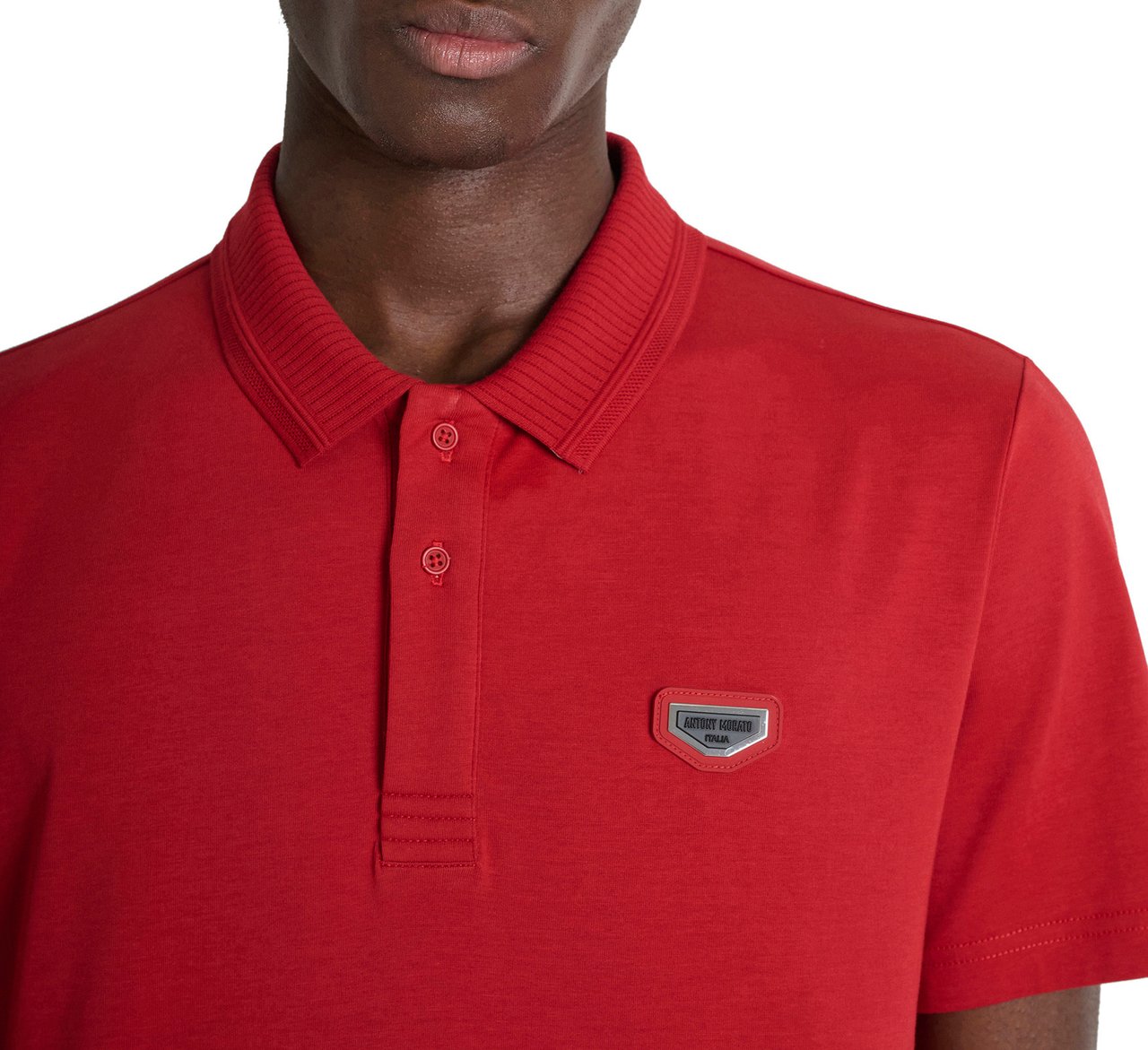 Antony Morato POLO REGULAR FIT IN SOFT JERSEY COTTON WITH RUBBER PLATE ON HEART Rood