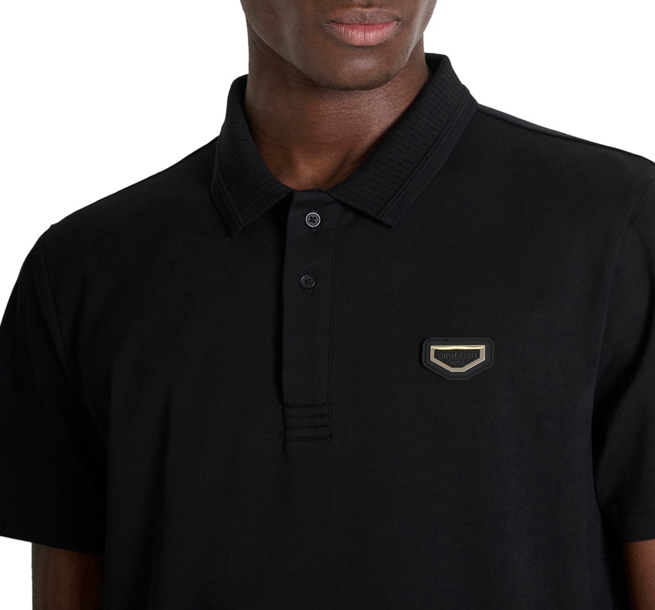 Antony Morato POLO REGULAR FIT  IN SOFT JERSEY COTTON WITH RUBBER PLATE ON HEART Zwart
