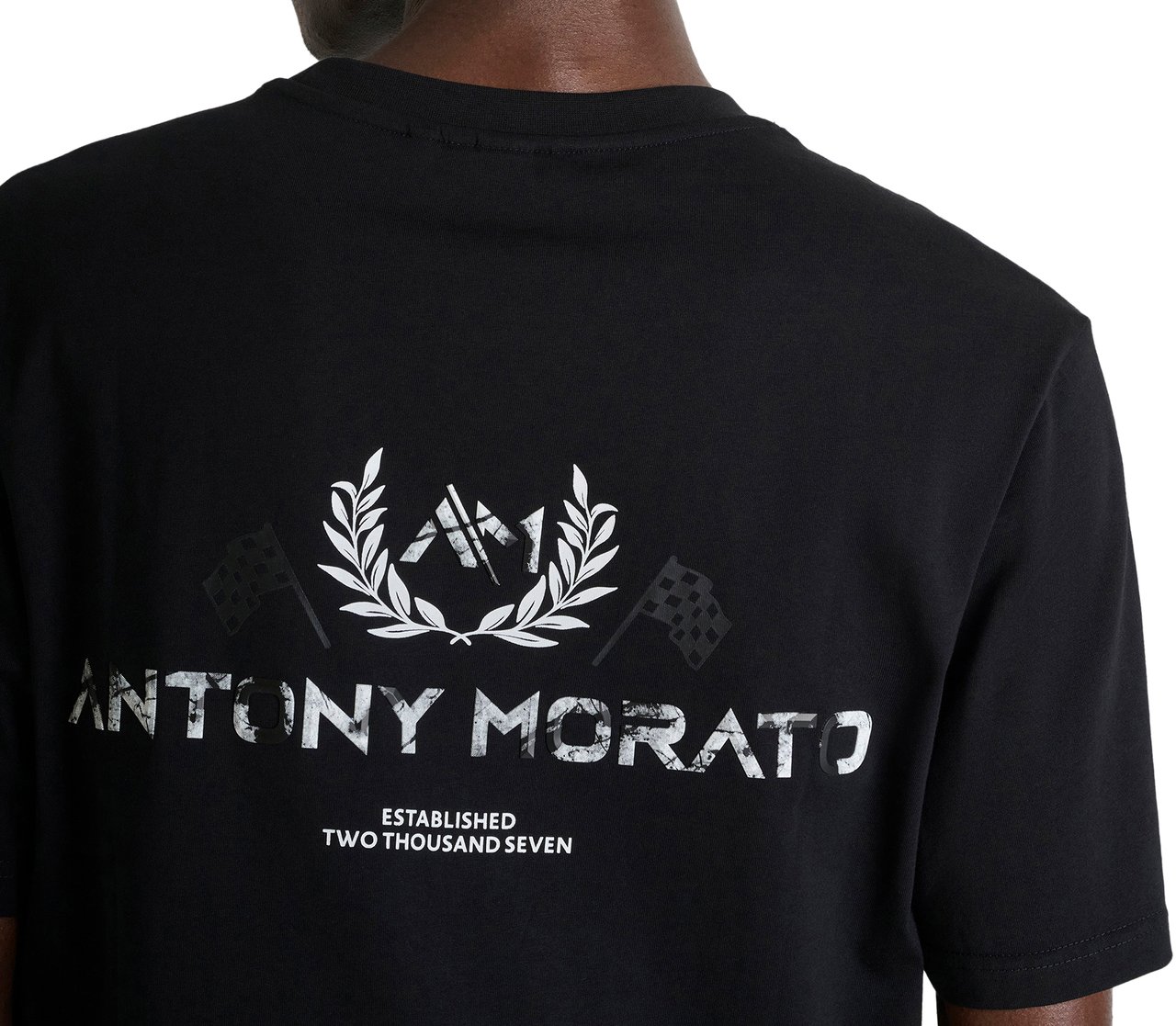 Antony Morato T-SHIRT RELAXED FIT IN JERSEY COTTON FABRIC WITH MARBLE PRISMA EFFECT  PRINT Zwart