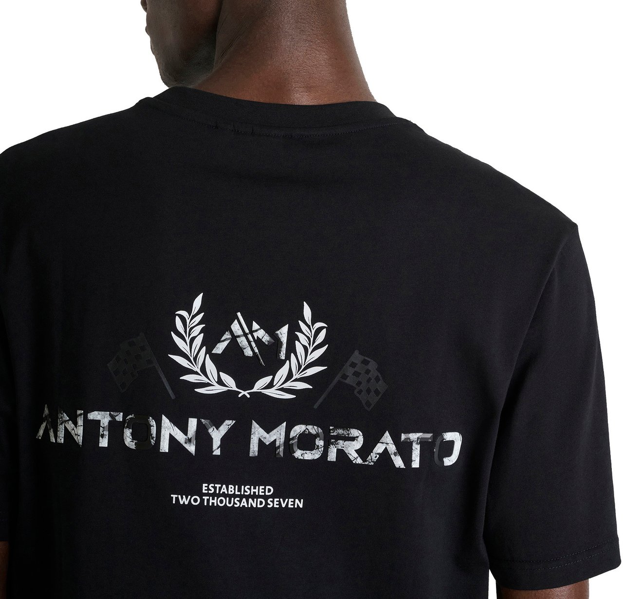 Antony Morato T-SHIRT RELAXED FIT IN JERSEY COTTON FABRIC WITH MARBLE PRISMA EFFECT  PRINT Zwart