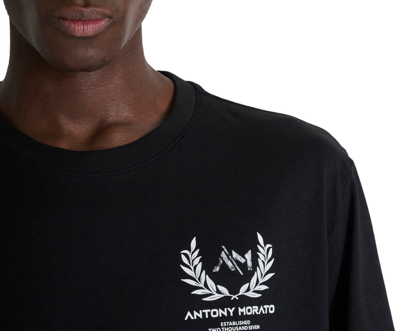 Antony Morato T-SHIRT RELAXED FIT IN JERSEY COTTON FABRIC WITH MARBLE PRISMA EFFECT  PRINT Zwart