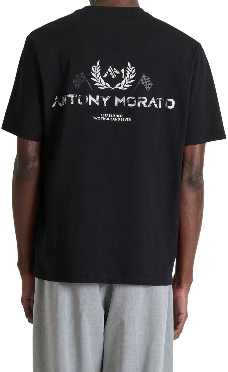 Antony Morato T-SHIRT RELAXED FIT IN JERSEY COTTON FABRIC WITH MARBLE PRISMA EFFECT  PRINT Zwart