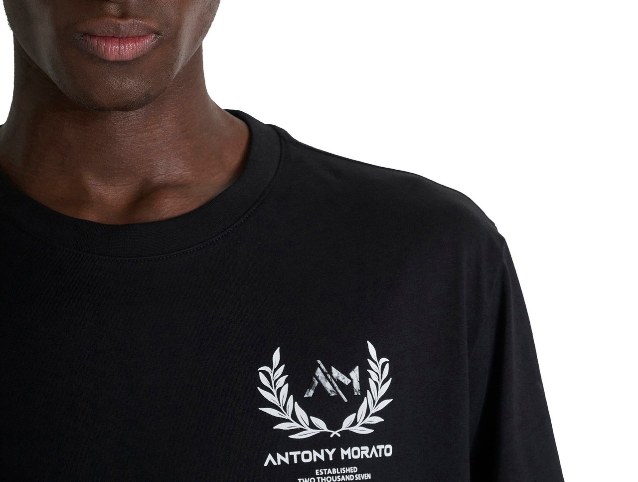 Antony Morato T-SHIRT RELAXED FIT IN JERSEY COTTON FABRIC WITH MARBLE PRISMA EFFECT  PRINT Zwart