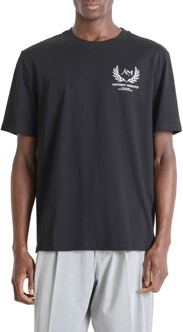 Antony Morato T-SHIRT RELAXED FIT IN JERSEY COTTON FABRIC WITH MARBLE PRISMA EFFECT  PRINT Zwart