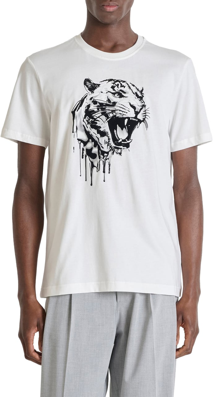 Antony Morato T-SHIRT REGULAR FIT IN LIGHT  JERSEY COTTON FABRIC WITH FLOCK AND PHOTOGRAPHIC  PRINT Beige
