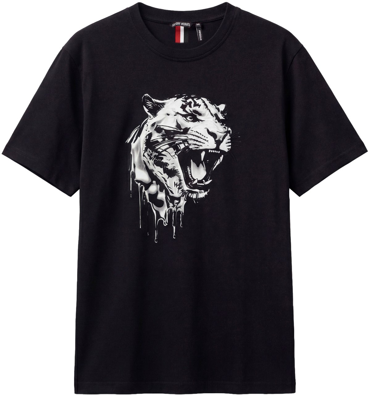 Antony Morato T-SHIRT REGULAR FIT IN LIGHT  JERSEY COTTON FABRIC WITH FLOCK AND PHOTOGRAPHIC  PRINT Zwart