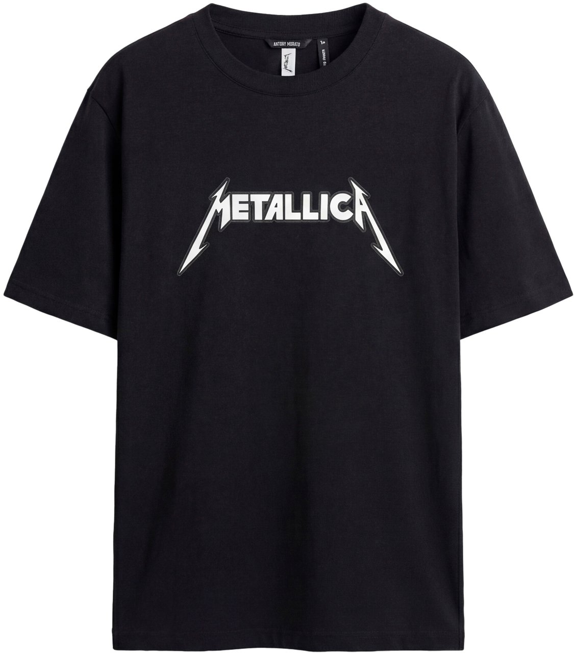 Antony Morato T-SHIRT ROUND NECK  RELAXED FIT IN JERSEY FABRIC WITH  METALLICA SILVER  RUBBER PRINT Zwart
