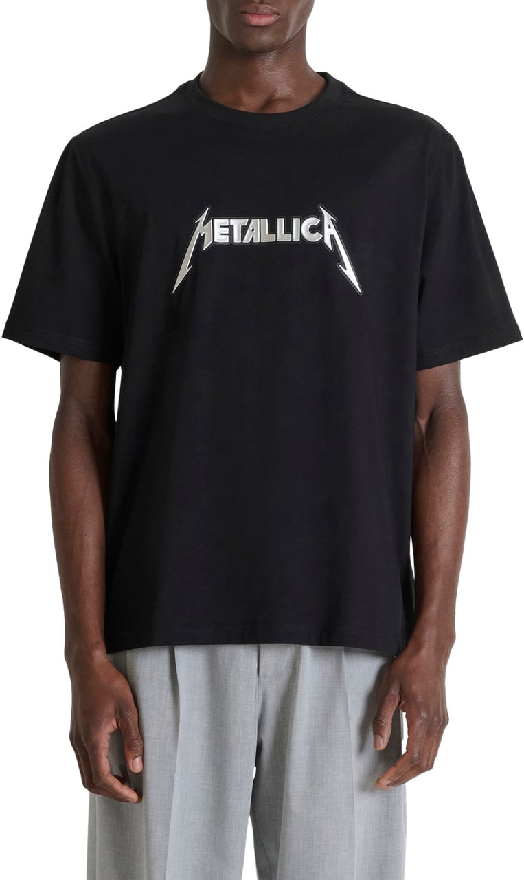 Antony Morato T-SHIRT ROUND NECK  RELAXED FIT IN JERSEY FABRIC WITH  METALLICA SILVER  RUBBER PRINT Zwart