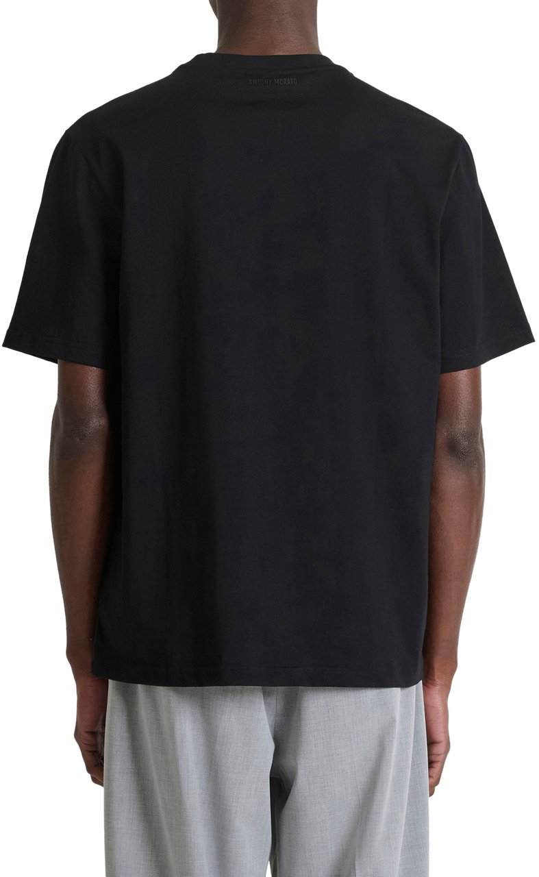 Antony Morato T-SHIRT ROUND NECK  RELAXED FIT IN JERSEY FABRIC WITH  METALLICA SILVER  RUBBER PRINT Zwart