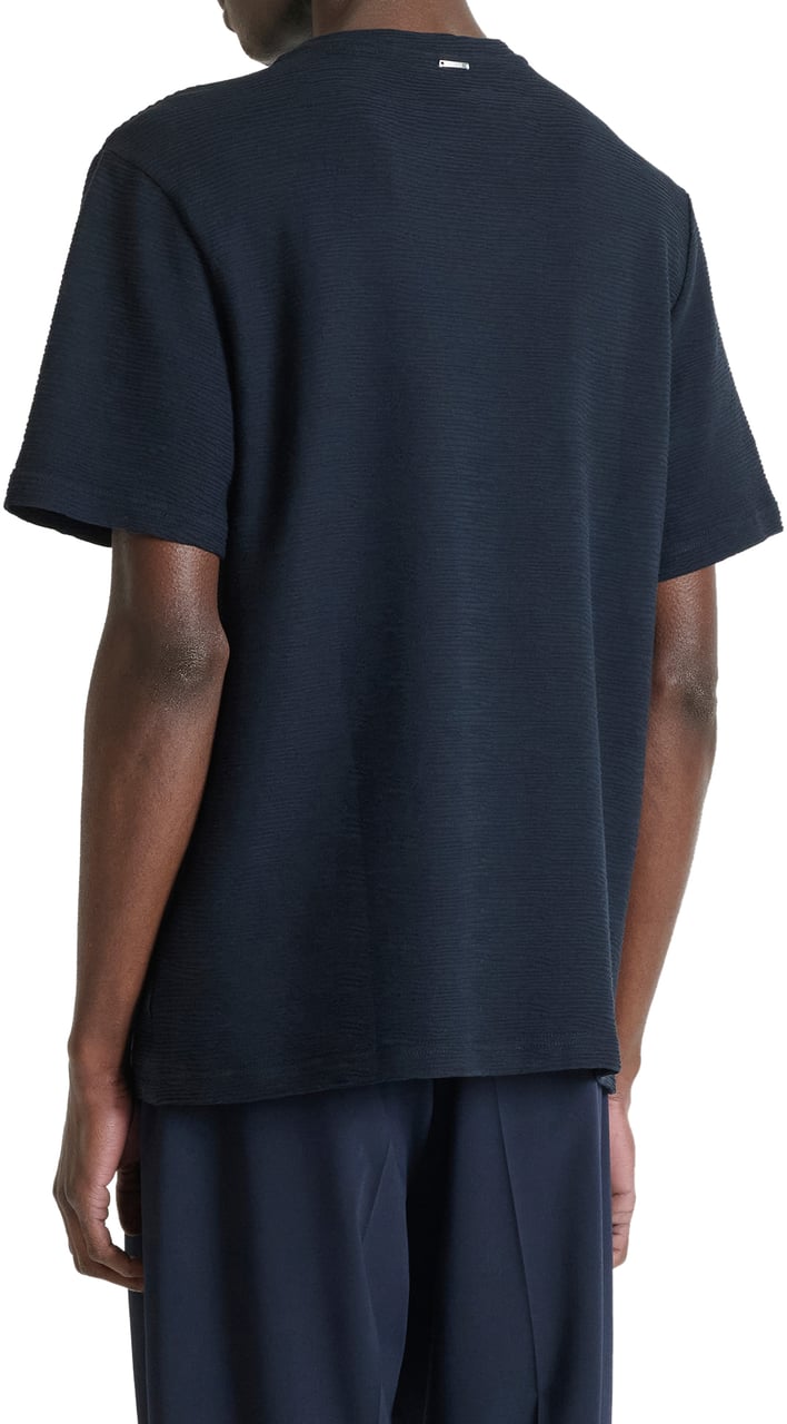 Antony Morato T-SHIRT RELAXED FIT ROUND NECK IN DOBBY JERSEY FABRIC WITH EMBROIDERED LOGO Blauw