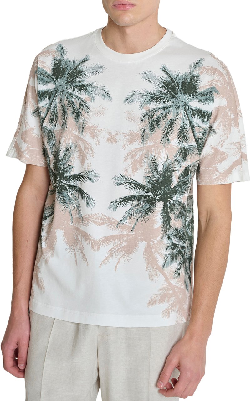 Antony Morato T-SHIRT REGULAR RAGLAN FIT IN LIGHT JERSEY COTTON FABRIC  WITH WATER PRINT  ON FRONT AND BACK Beige