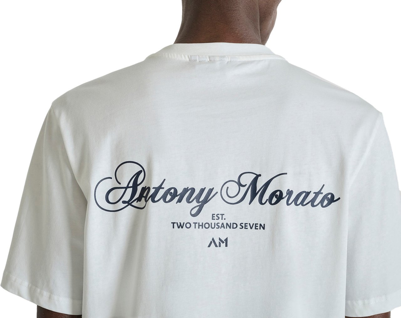 Antony Morato T-SHIRT RELAXED FIT ROUND NECK IN JERSEY COTTON FABRIC WITH PATCH PRINT AND BACK MATT PLASTIC LOGO Beige