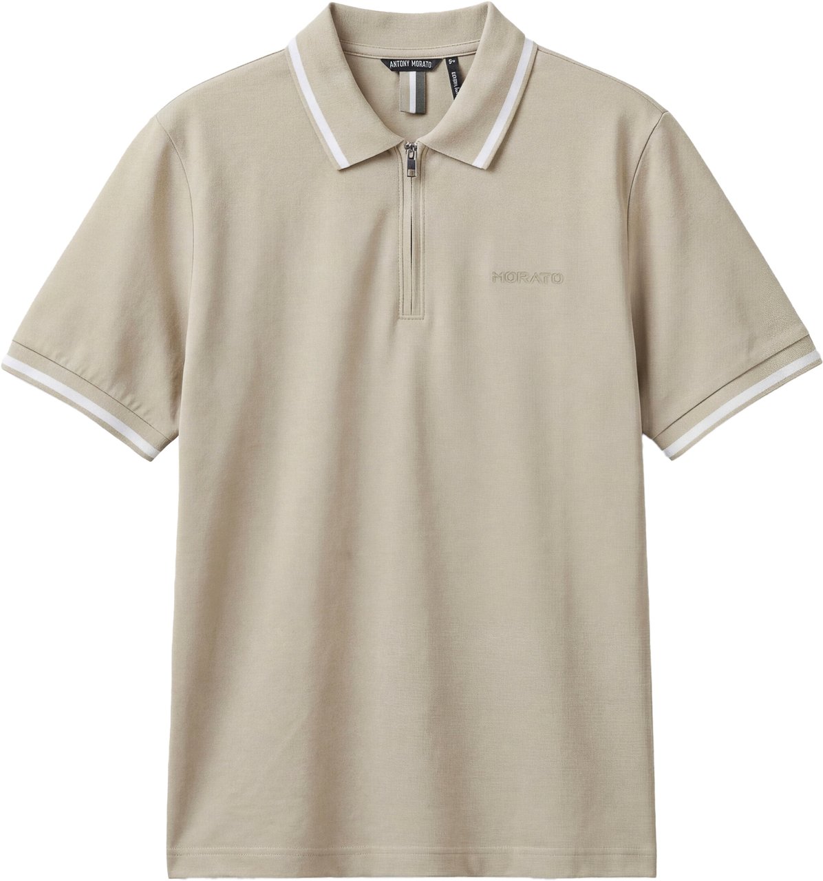 Antony Morato POLO REGULAR FIT WITH STRIPED RIB ON COLLAR AND CUFFS IN SOFT JERSEY COTTON FABRIC WITH LOGO FOAM Beige