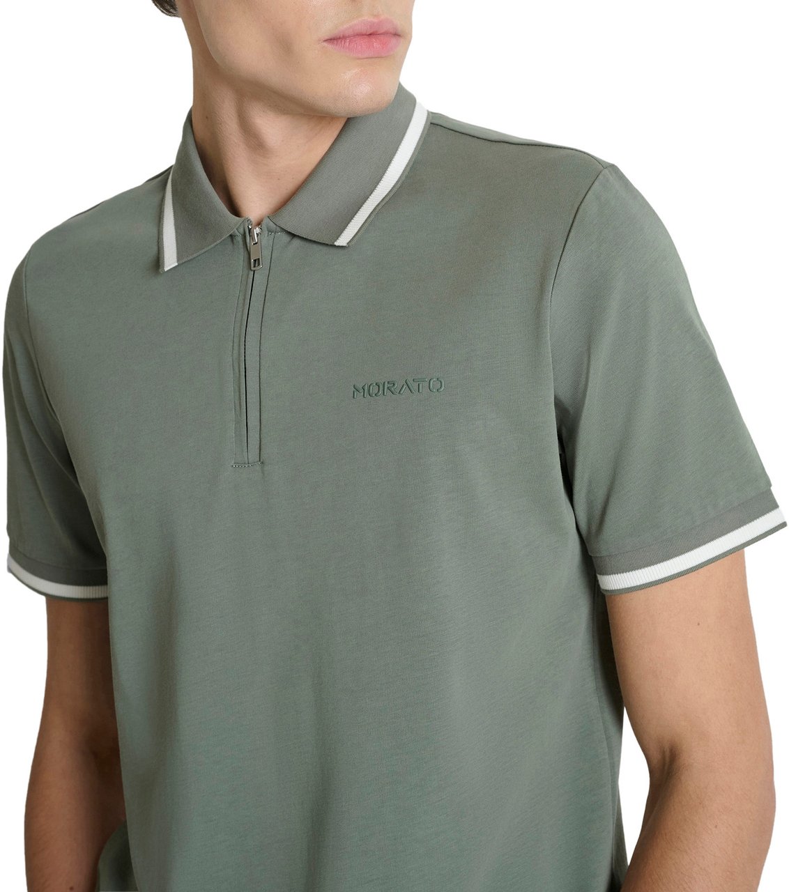 Antony Morato POLO REGULAR FIT WITH STRIPED RIB ON COLLAR AND CUFFS IN SOFT JERSEY COTTON FABRIC WITH LOGO FOAM Groen