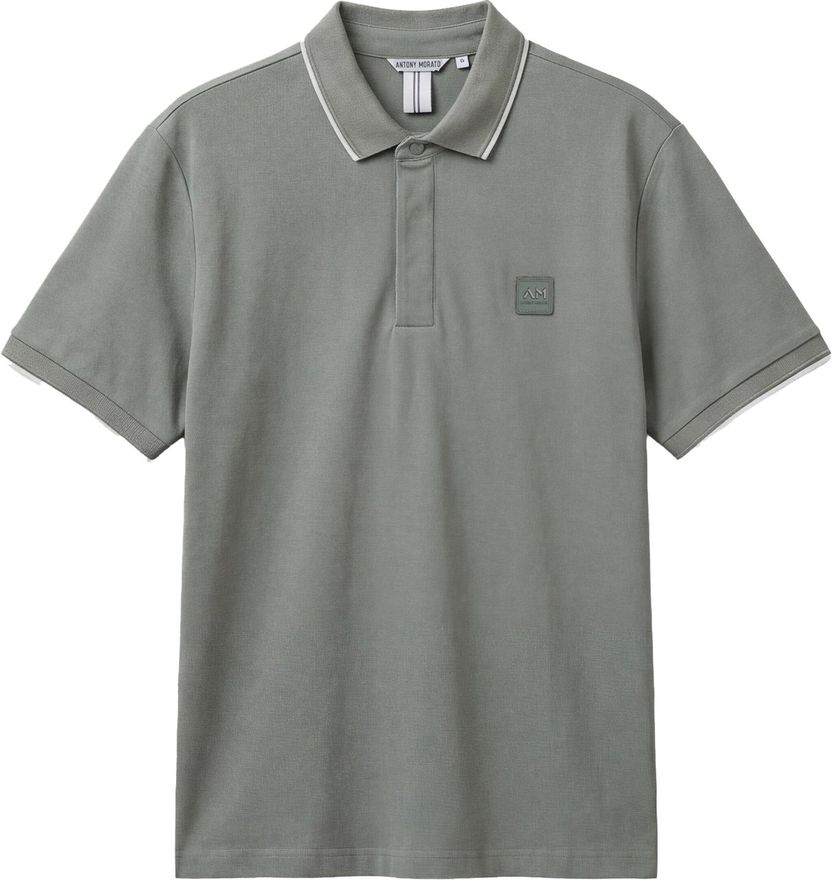 Antony Morato POLO REGULAR FIT IN PIQUET WITH STRIPED RIB ON COLLAR AND ON CUFFS AND LOGO PATCH ON SIDE Groen