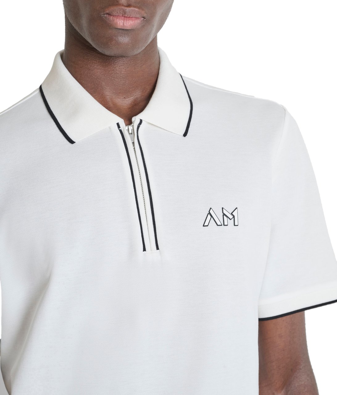 Antony Morato POLO REGULAR FIT IN COTTON PIQUET WITH ZIP AND 2 COLOR LAYERS PRINT Beige