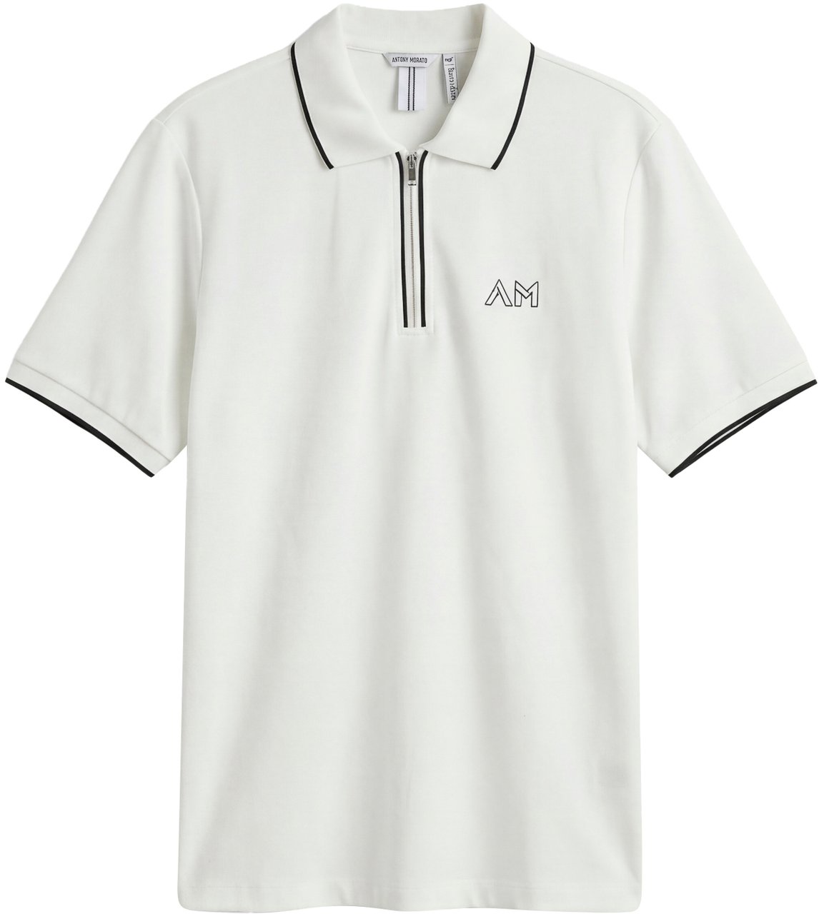 Antony Morato POLO REGULAR FIT IN COTTON PIQUET WITH ZIP AND 2 COLOR LAYERS PRINT Beige