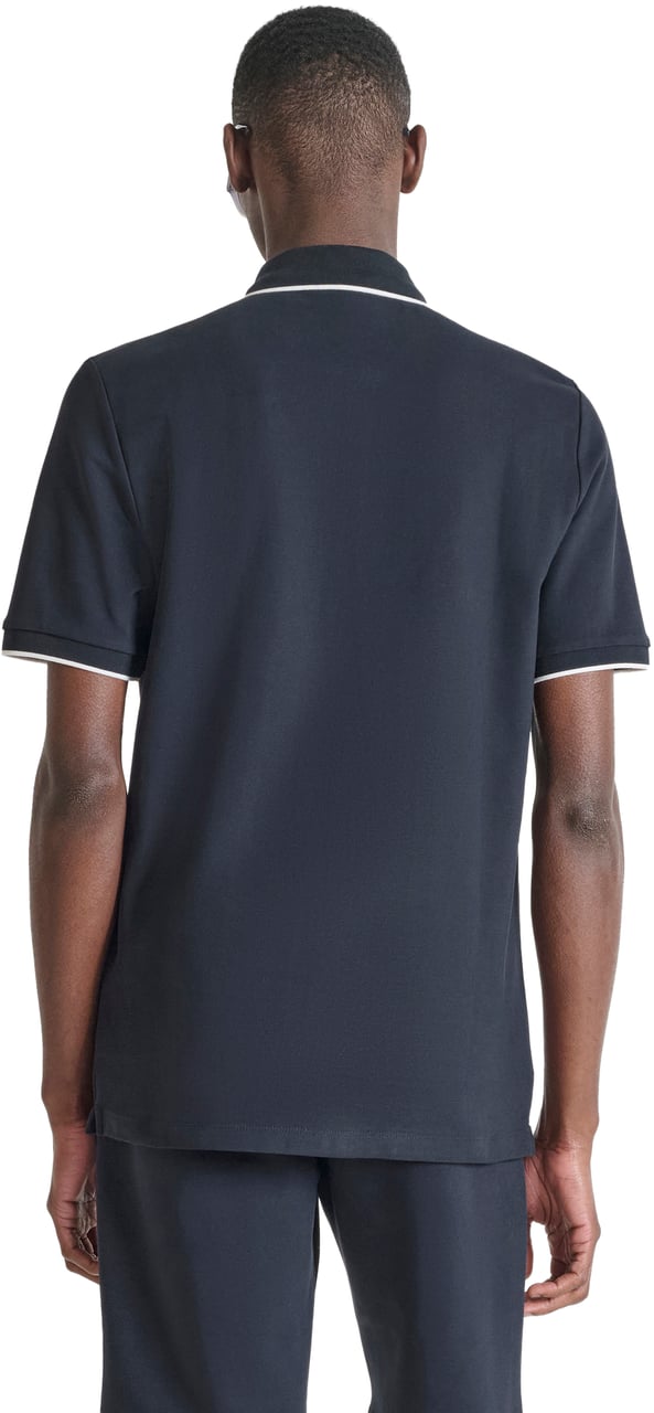 Antony Morato POLO REGULAR FIT  IN COTTON PIQUET WITH ZIP AND 2 COLOR LAYERS PRINT Blauw