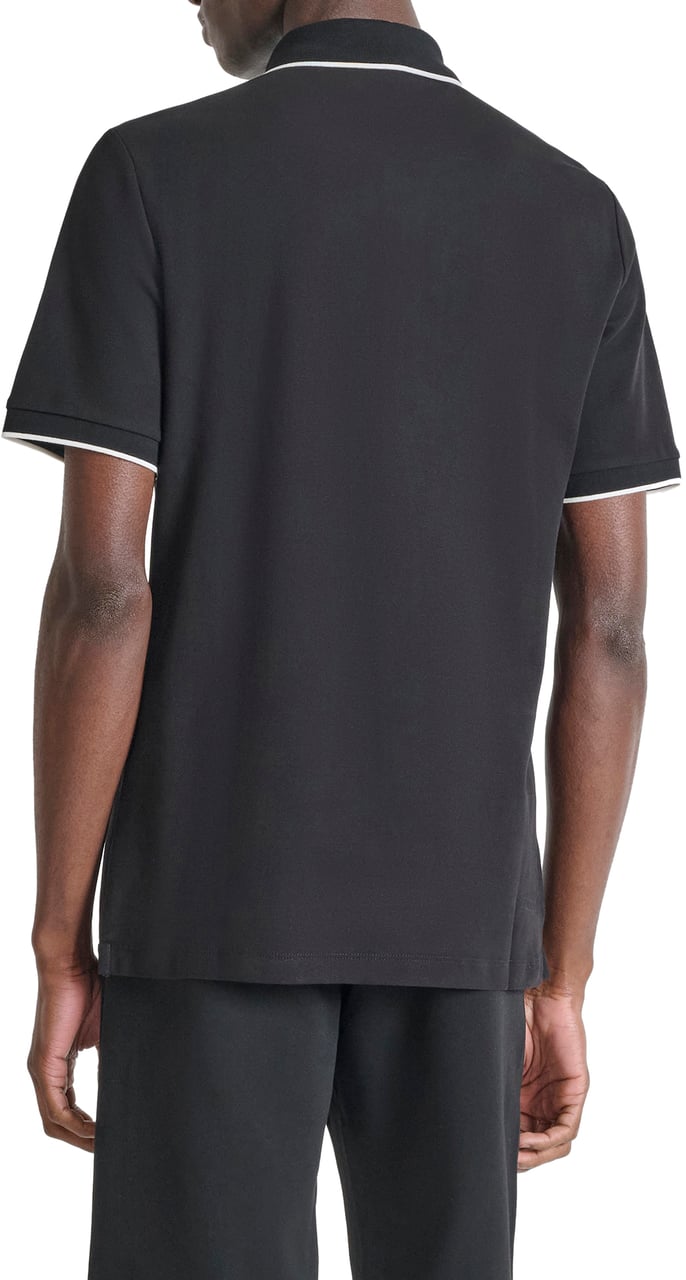 Antony Morato POLO REGULAR FIT  IN COTTON PIQUET WITH ZIP AND 2 COLOR LAYERS PRINT Zwart